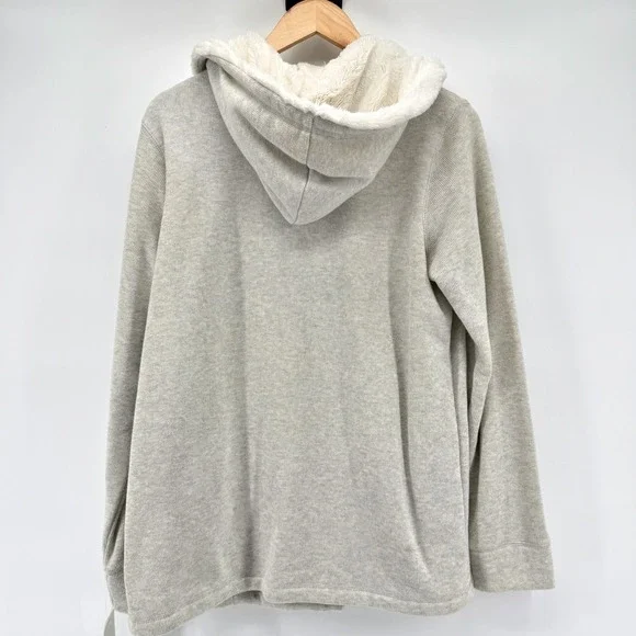 Merona Fleece Hoodie Heather Grey Womens Size XL Cozy Warm Sherpa Lined Hood NWT - Picture 10 of 16